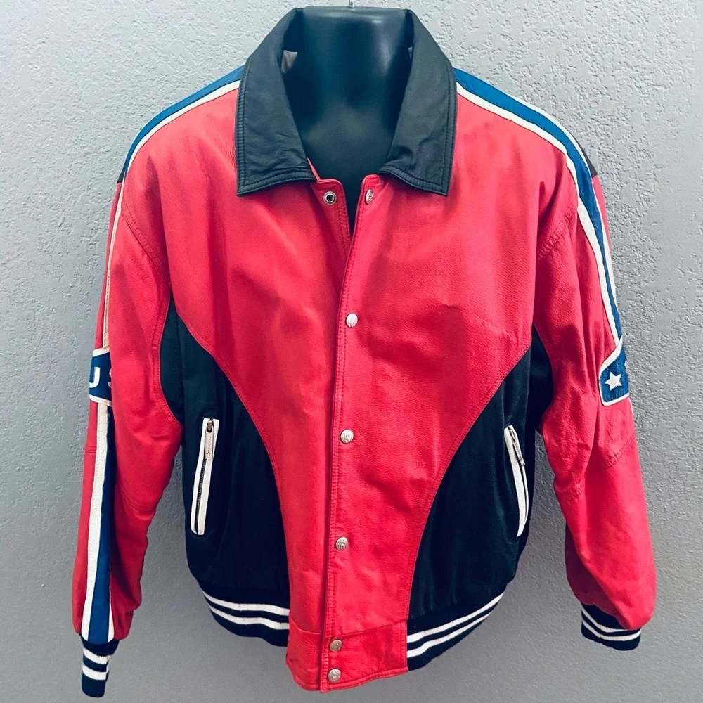 Michael Hoban WhereMI Vintage USA Statue of Liberty Leather Jacket🗽